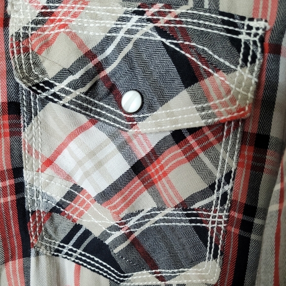 BKE Mens XL Athletic Fit Plaid Pearl Snap Shirt | Western Cowboy - Picture 4 of 9